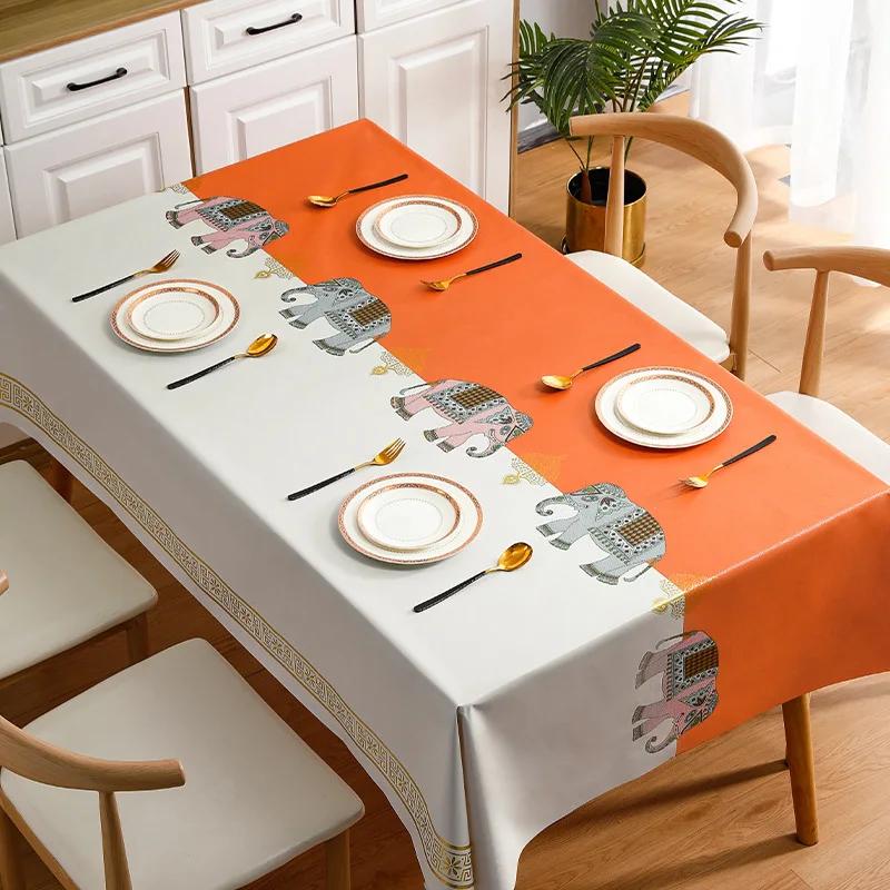 Neue hochwertige PVC-Tischdecke Wasserdicht Ölfest Verbrühschutz Einweg Leichter Luxus Rechteckige Tischdecke
