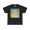 On Vacation Beach Scene T Shirt Retro Palm Trees Sandcastle Surfboards Vintage Washed Streetwear Top For Everyday Wear Slightly