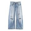 Europäischer und amerikanischer Stil, neue Damenbekleidung, klassische zerrissene dekorative mittelhohe lockere Jeans 4730041