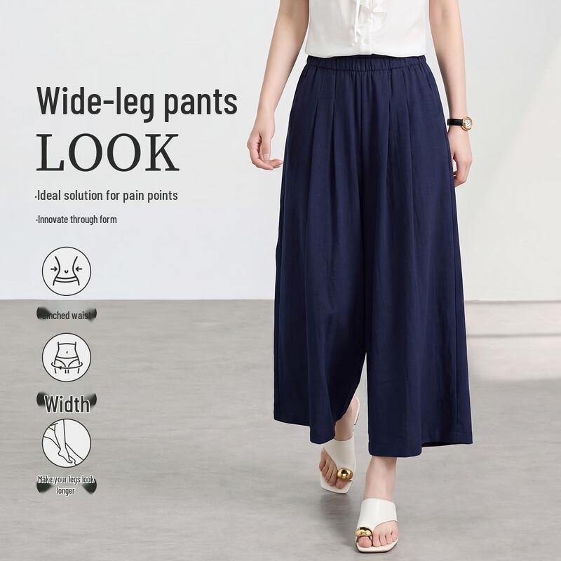 FivePlus Women s High-Waist Cropped Wide-Leg Pants L