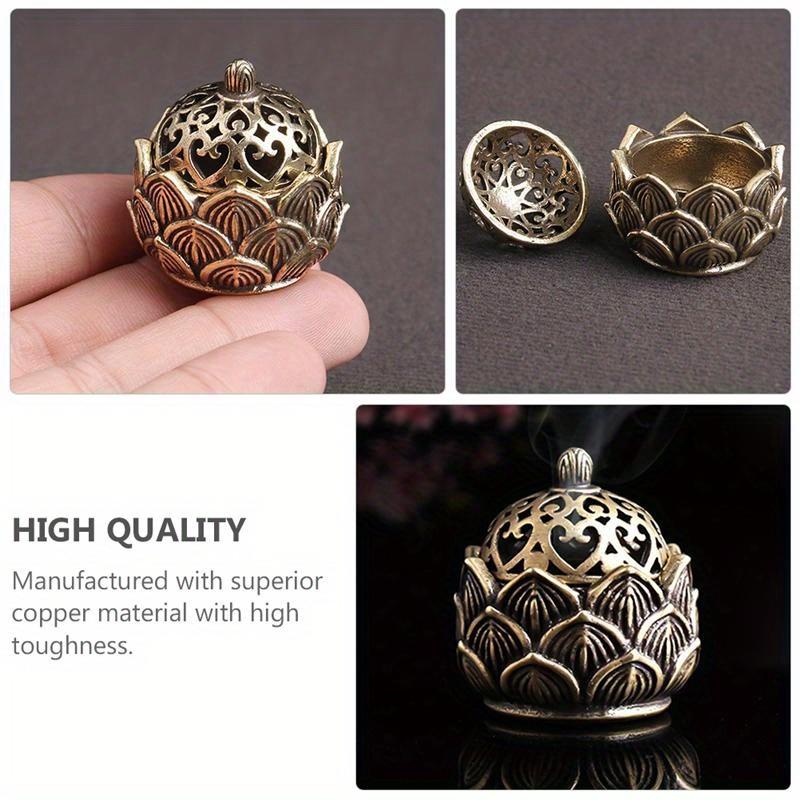 2pcs Decorative Incense Burner Copper Incenser Holder Censer Desktop Ornament for Shop Office Home