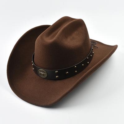 Men Women Vintage Big-edge Western Cowboy Hat  Gentleman Cowgirl Jazz Hat Cloche Church Caps