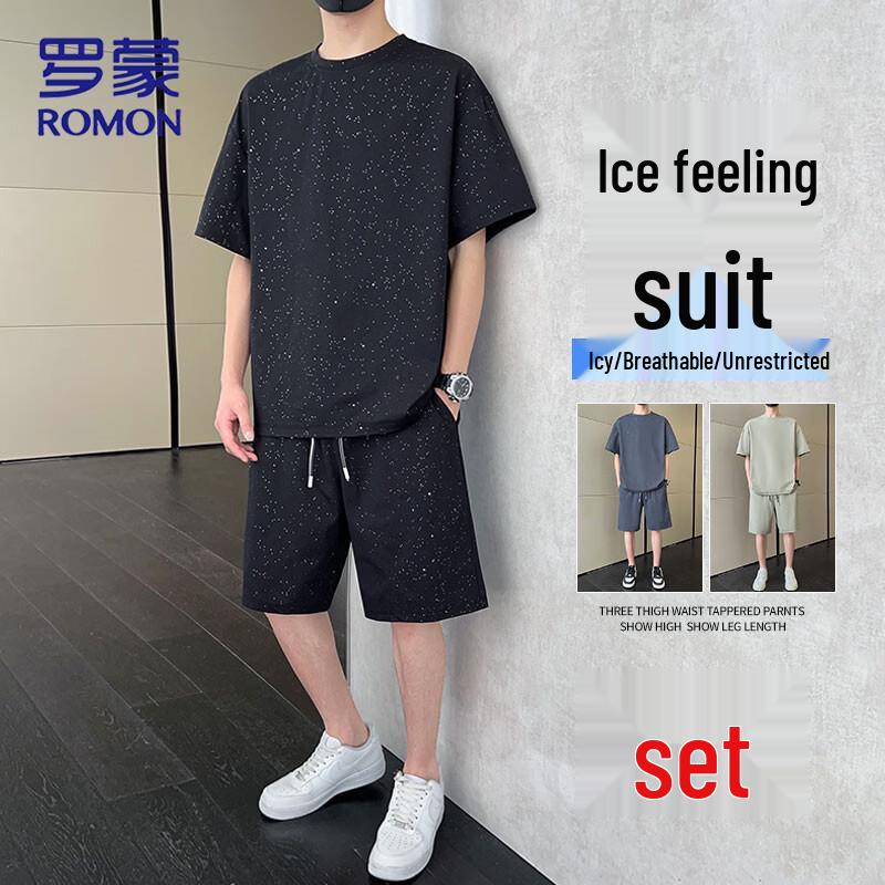 ROMON Men s Summer Casual Two-Piece Set 2XL