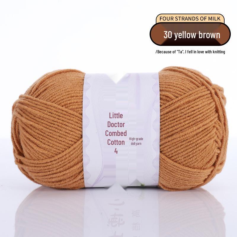 40g 4-Ply Combed Milk Cotton Yarn - Little Doctor, Medium-Thick for DIY Knitting Projects: Dolls, Cushions, Blankets