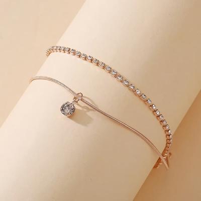 Women's Bracelet Anklet Chain Daily Cubic Point Layered
