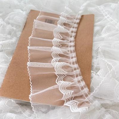 2025 New White Embroidered Double Tulle Lace DIY Clothes Cuff Neckline Long Skirt Hem Curtain Edge Sewing Factory Supply Renda