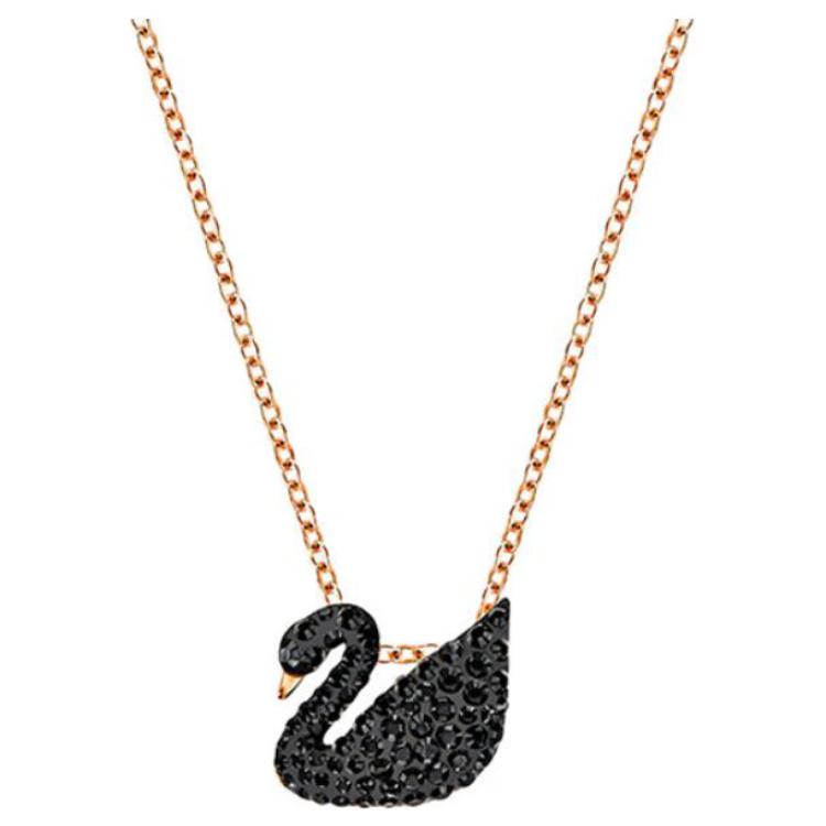

Swarovski Iconic Swan Black Swan (Small) Necklace Women necklace Rose-Gold 5204133 Box (Random Color)
