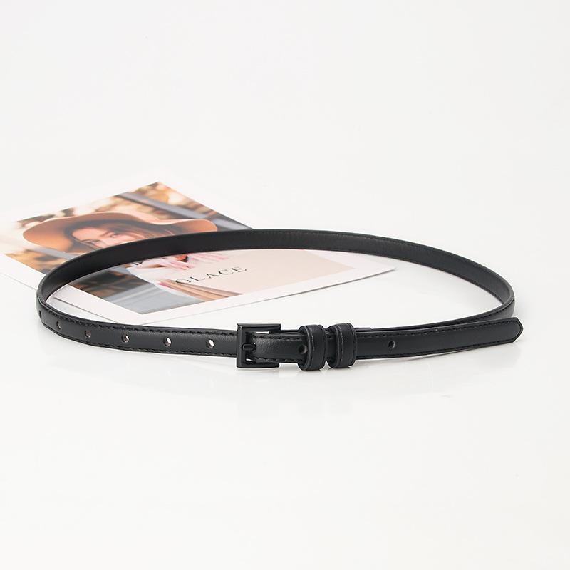 All-match Candy Color Small Women's Waistband High-end Thin Good-looking Belt with Alloy Pin Buckle Decoration for Dress Pants