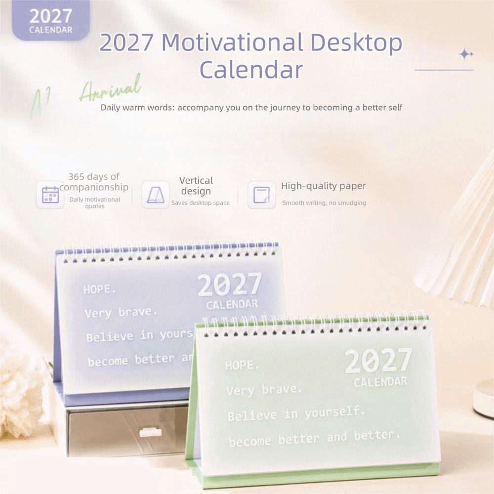 Standing Design 2027 Desktop Calendar Metal Coil Spiral Desk Calendar Home Study