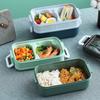 1pc 1050ml Portable Double-Layer Lunch Box with Tableware - Ideal for Outdoor Camping and Fishing