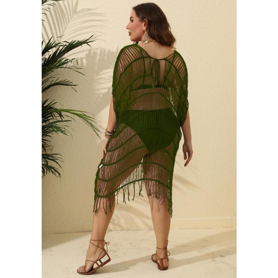 Strandkleider, große Größe, sexy Perspektive, Quaste, gespleißtes Bikini-Vertuschungskleid für Damen