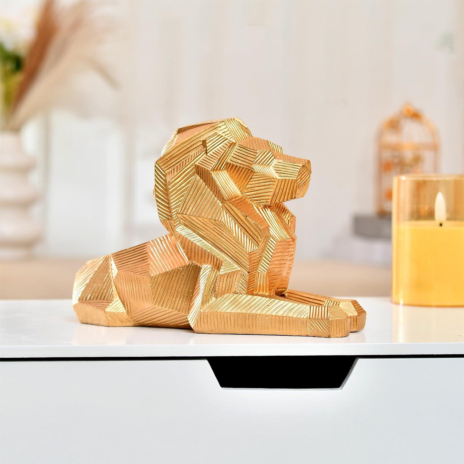 

Basics Majestic Geometric Lion Sculpture | A Bold Emblem of Strength & Success | Power-Packed Décor Statement Pack of 1, Golden, Resin золотистый