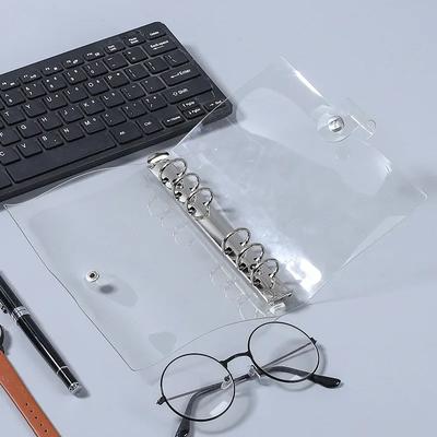 A7 Transparent Soft PVC 6-Ring Binder Cover Snap Button Closure for Ring-Bound Planner Pages Loose Leaf Binder Cover
