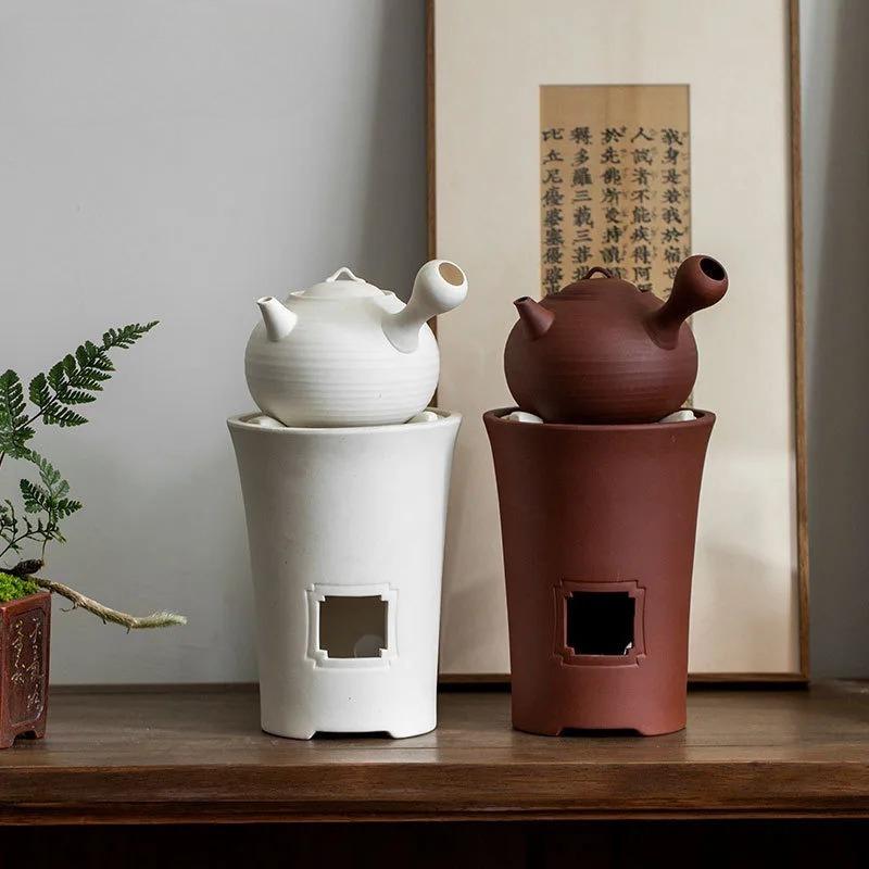 Handmade White Peat Tea Warmer Holder Alcohol Burner Stove Kettle Stand Boiling Water Carbon Furnace Cha Accessories Ornaments