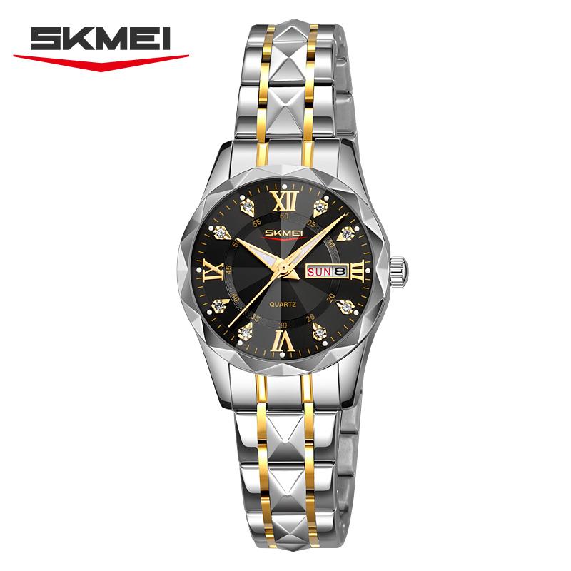 SKMEI New Man Waterproof Fashion Luxury Dial Exquisite Quartz Stainless Steel Watch for Women 9369