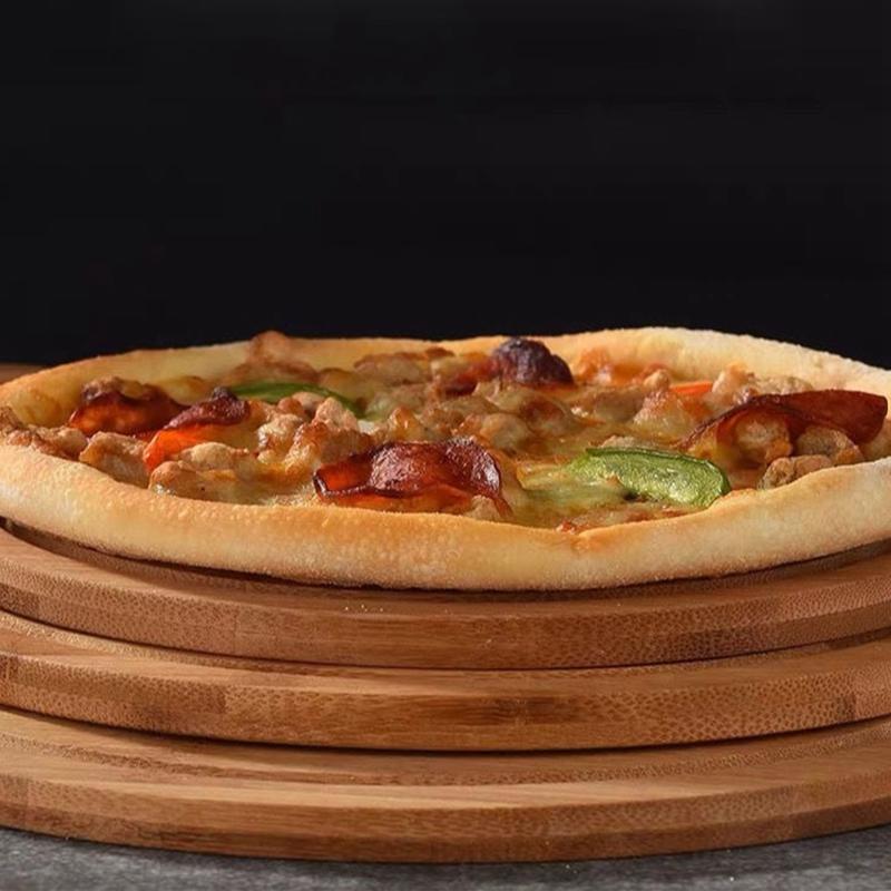 Placă de pizza din lemn Rotundă cu Mână Tavă de copt pizza Piatră de pizza Tocător Platou Instrumente pentru copt pizza și prăjituri