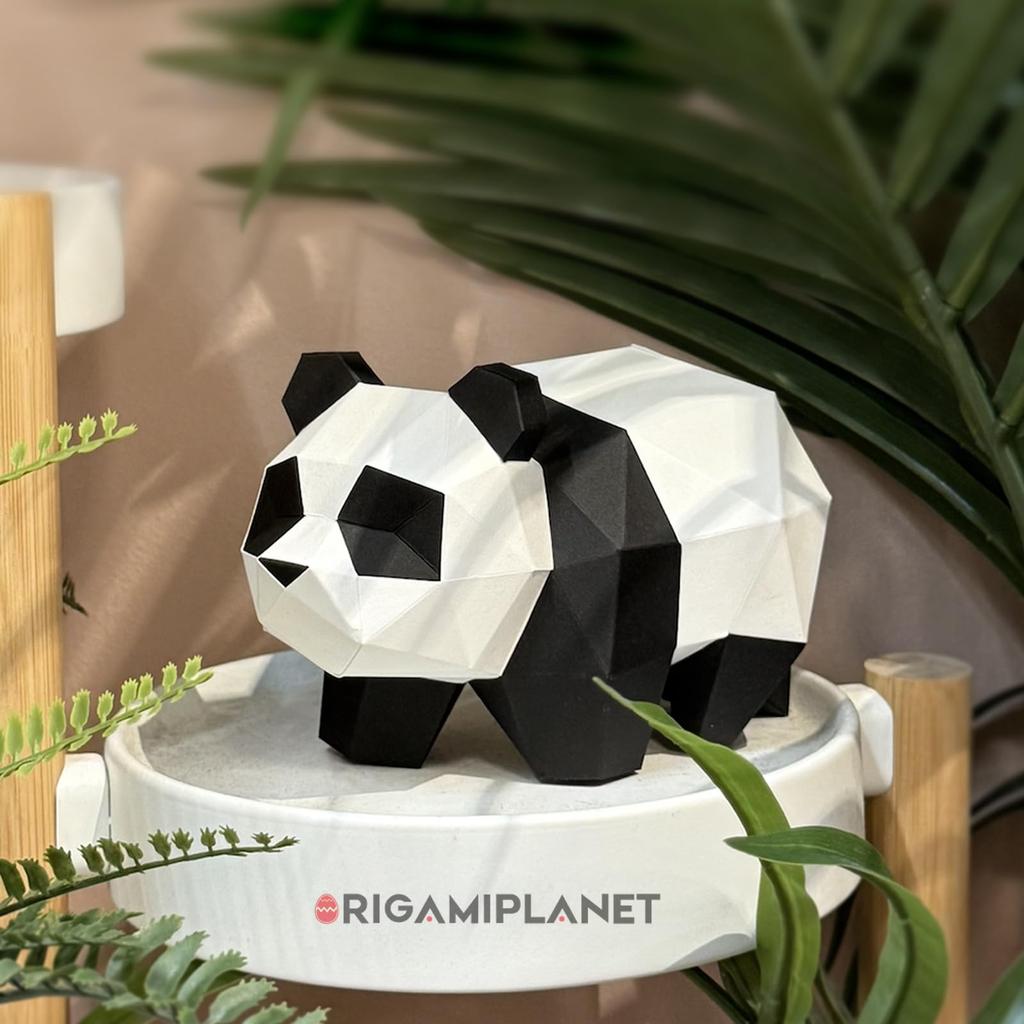 ORIGAMIPLANET 3D Origami Papercraft Kit Panda Fun DIY 3D Panda Paper Art Model for Teens Easy Handmade Animal Figurine Sculpture Gift Set for