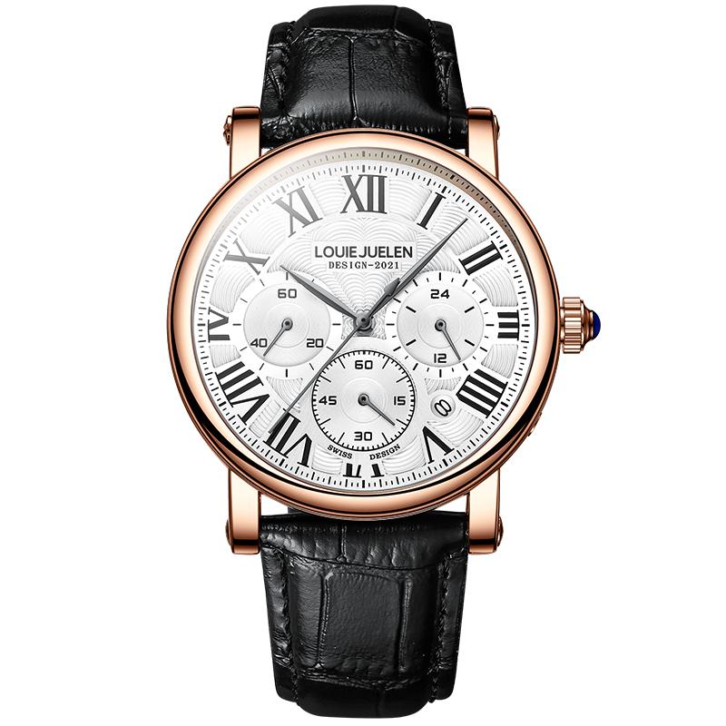 Men's Watches High Quality Waterproof Date Quartz Wrist Watch Men Leather Business Casual Chronograph Clock
