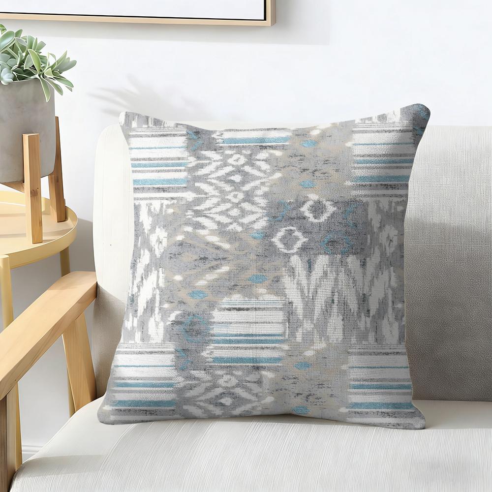 Retro Geometric Antique-Style Jacquard Fabric Cushion Cover Natural Linen Organic Fabric Printing Breathable For Home Decor