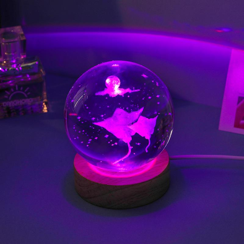 Laser-Engraved Luminous Jellyfish Crystal Night Light - Perfect Birthday Gift for Girls and Best Friends