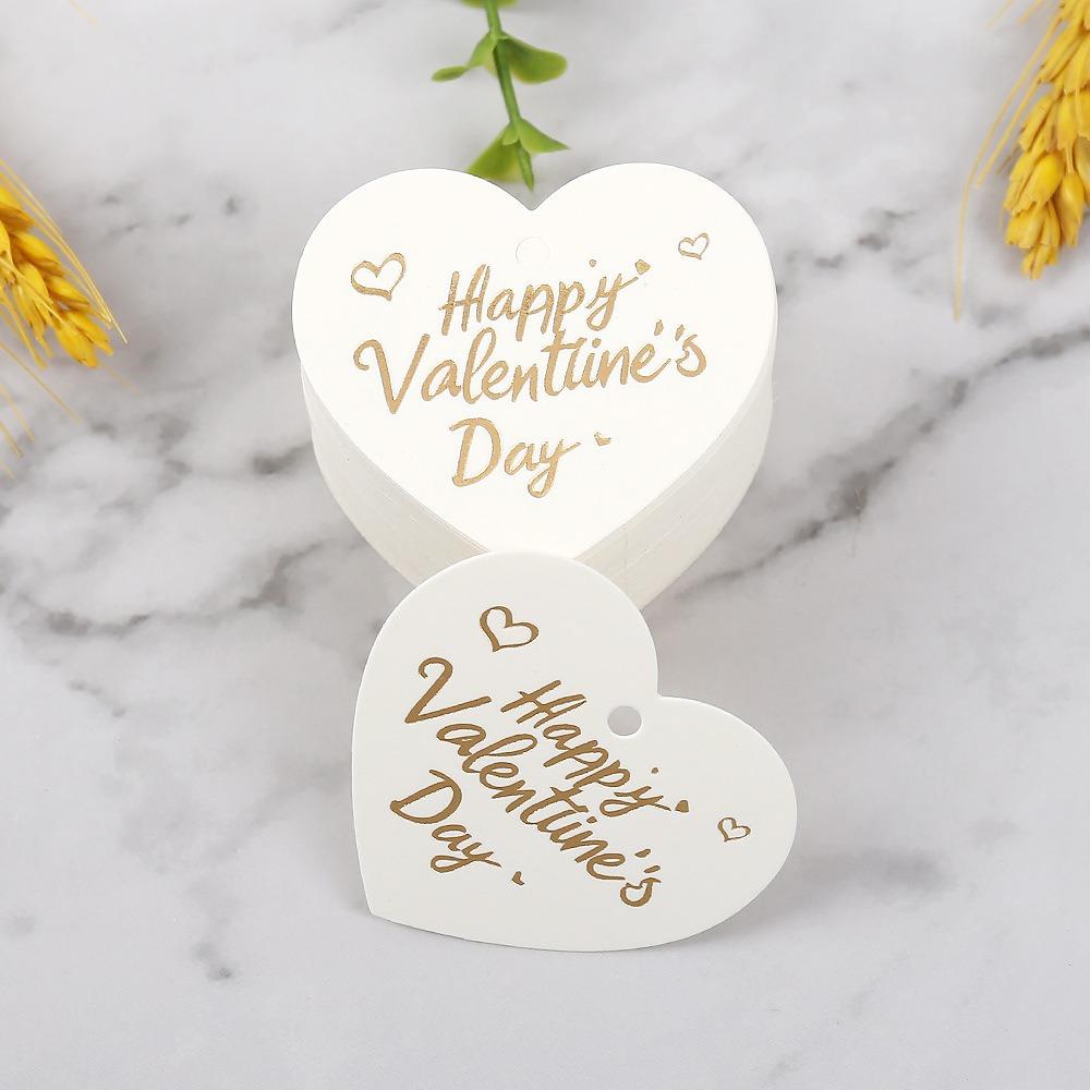 100pcs Heart Shaped Cards Valentine's Day Tags Red Hanging Decoration Gift Labels DIY Hand Gift Hanging Tag