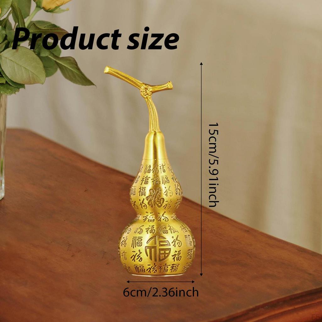 Brass Gourd Figurine, Chinese Motif, Table Ornament, Collectible Ideal for Living Room,