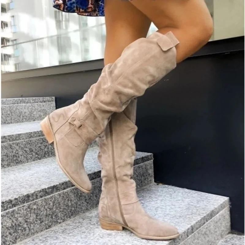 Carnival Low Heel Suede Boots Western Cowboy Boots Women's Ankle Boots Side Zipper Short Boots Stage Role Play Costume Equipment