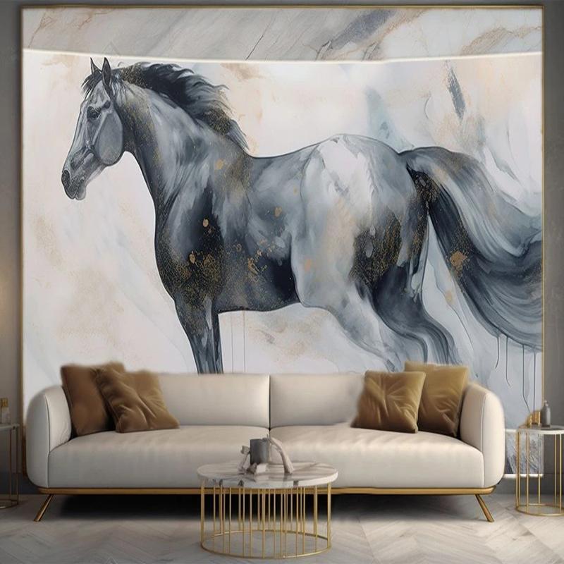 Marble Horse Wall Mural Wallpaper Living Room Dining Room Modern Personality Home Decor Mural