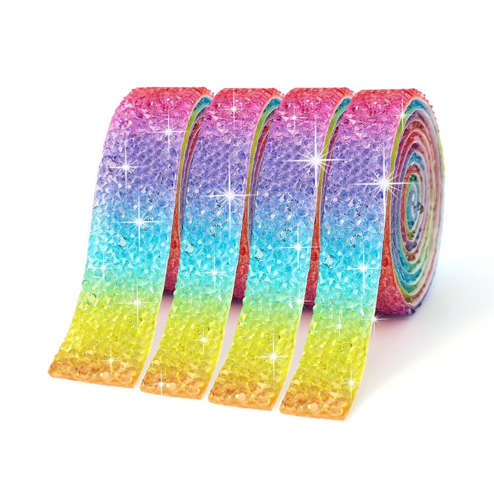 Drill Sticker Resin Drill Belt Diy Jewelry Adhesive Flash Drill Sticker Drill Clothing Accessories Decorative Strip Hot Drill Self-Adhesive Strip