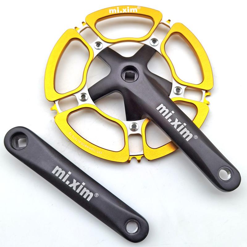 mi.xim 5-hole Petal Crankset: 45T/47T/53T/56T for Folding, Small Wheel, and Road Bikes, Single Chainring Crankset