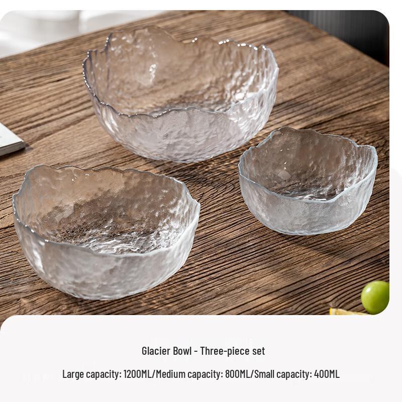 European Style Crystal Glass Fruit & Serving Bowl 3-Piece Set