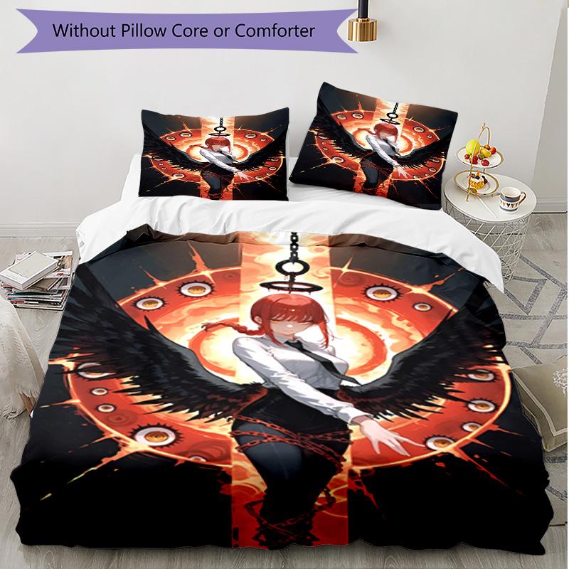 3pcs Duvet Cover Set (1*Duvet Cover + 2*Pillowcase, Without Core), Makima Chainsaw Man Print Soft All‑Season Bedding Set, Home Bedroom Decor Gift