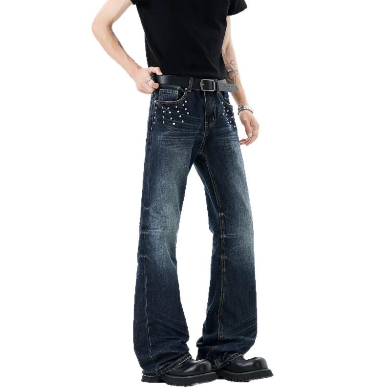 Vintage Spiked Distressed Jeans Men Women Light Wash Blue Skinny Straight Leg Fall 2026