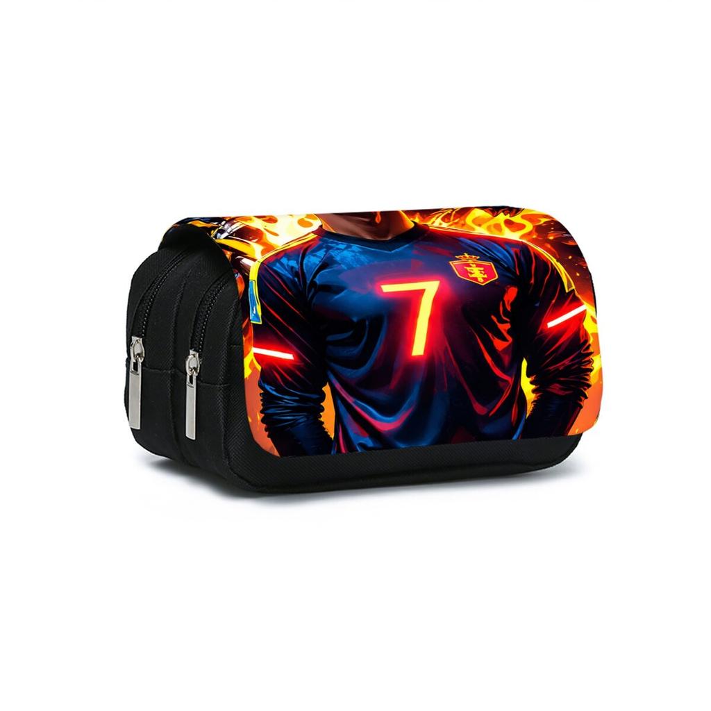 Astuccio a Ribaltina a Doppio Strato con Stampa Calcio per Ragazzo/Ragazze Migliori Regali Astuccio per Matite Cartoni Animati 2D Materiale Scolastico per Bambini