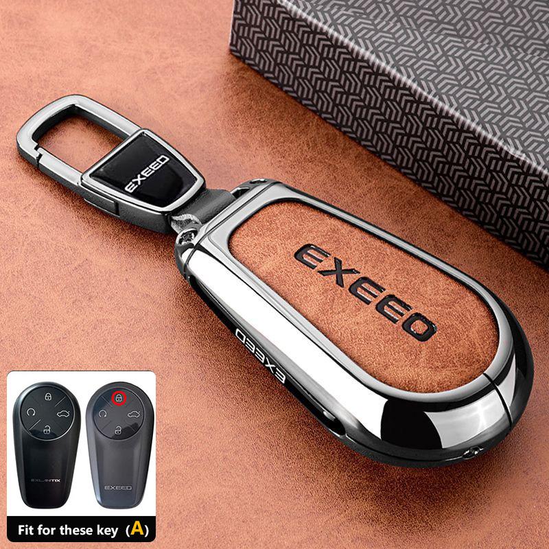 Zinc Alloy Car Key Case Fob Cover For Exeed Exlantix Et Es Sterra Keychain Remote Protection Bag Shell Holder Ring Accessories