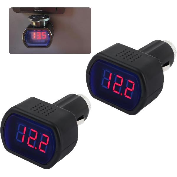 Car LED Cigarette Lighter Voltage Meter with Digital Display,12V/0.1A Battery Voltage Meter for Real-Time Voltage Monitoring,Universal Car Voltage
