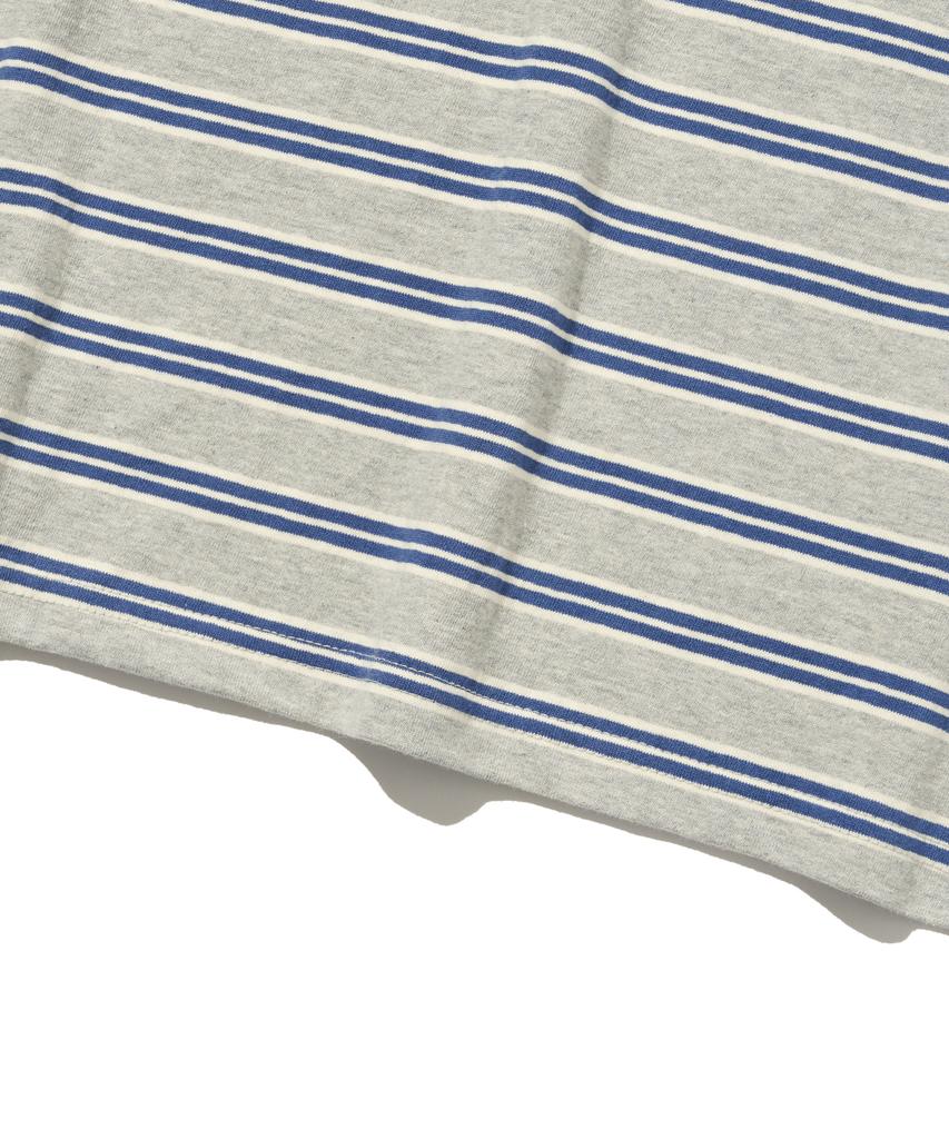 TAILOR STUDIO Minimal Logo Stripe Short Sleeve T-Shirt (Gray/Blue)