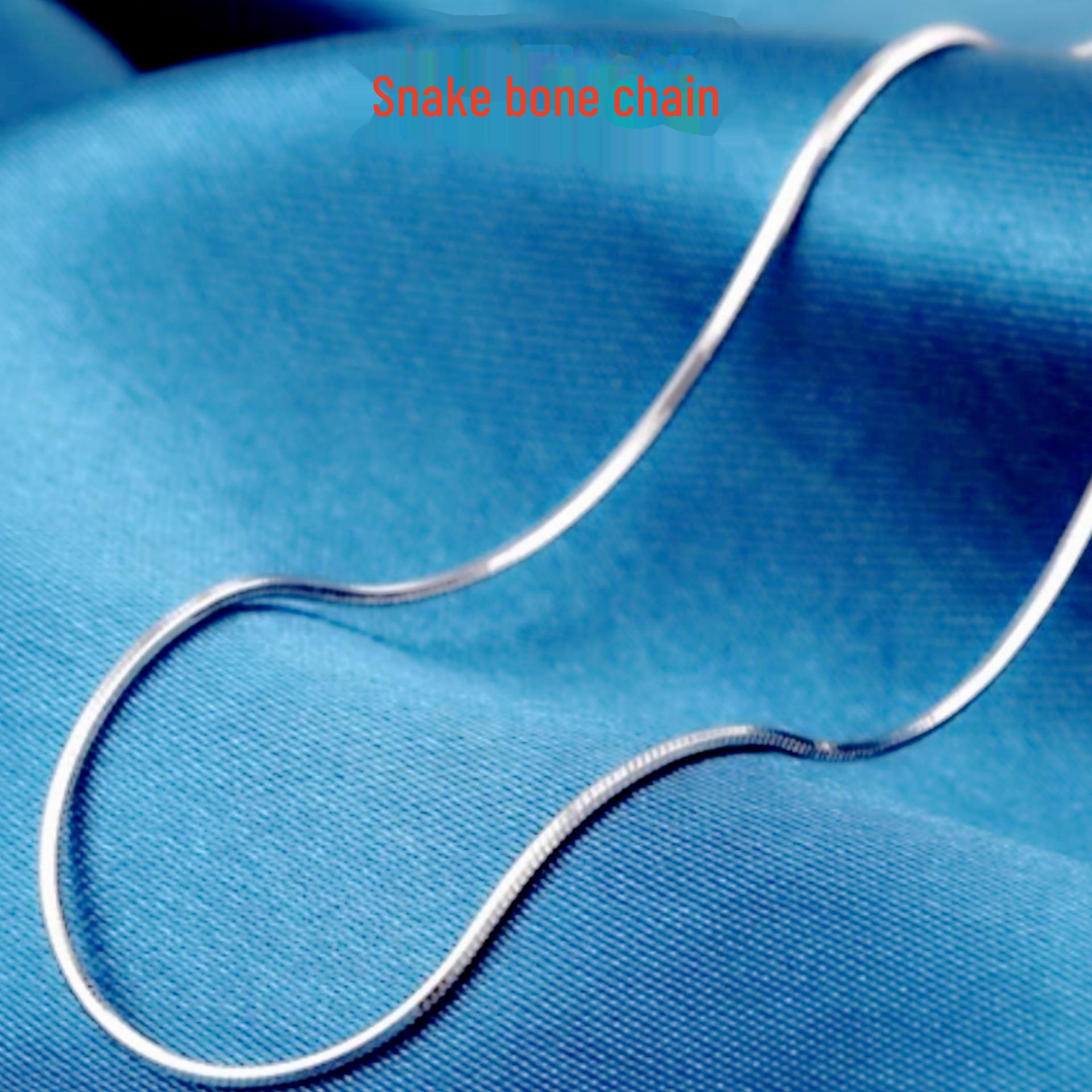 

Універсальне срібне намисто з ланцюжком на ключицю: Зміїна кістка, водна хвиля, стилі Юаньбао. Snake bone chain length 45CM срібний