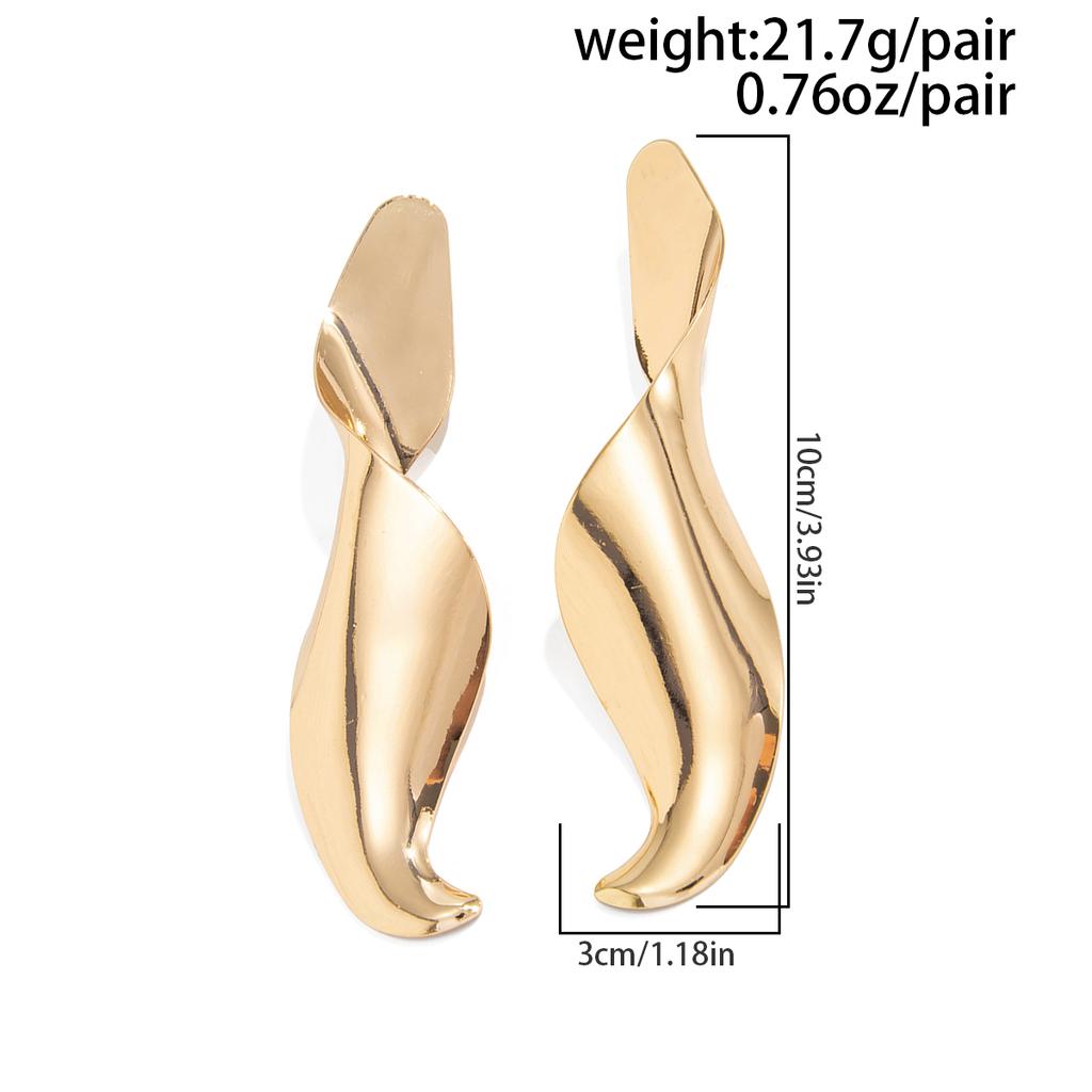 Ingemark Vintage Spiral Smooth Metal Big Stud Earrings for Women Trendy Simple Irregular Pierced Earring 2026 New Year Jewelry