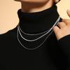 Cuban Titanium Steel Necklace Hip Hop Multilayer Stacked Choker Female Collarbone Chain