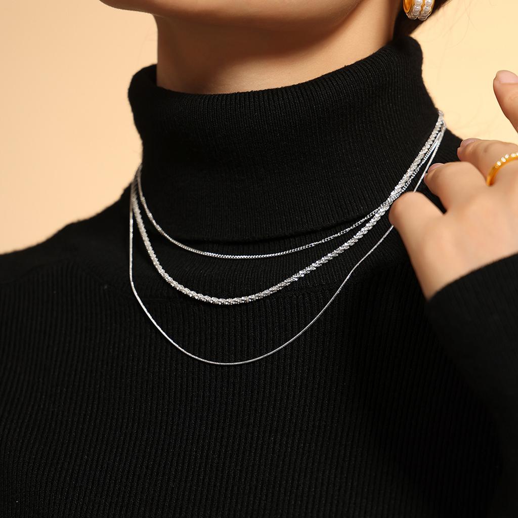 Cuban Titanium Steel Necklace Hip Hop Multilayer Stacked Choker Female Collarbone Chain