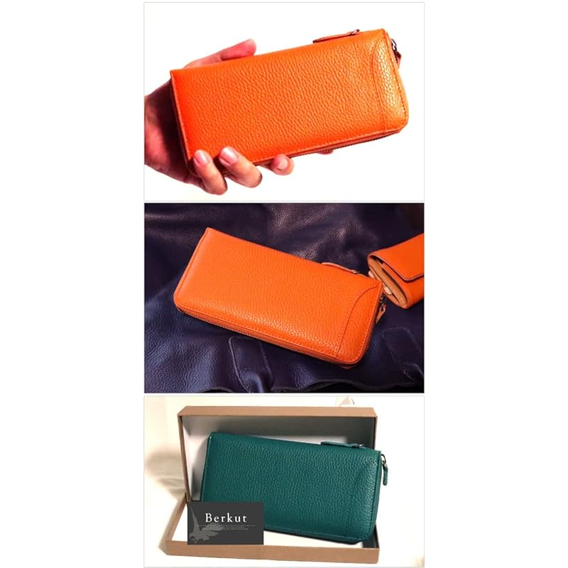 [Berkut] green long wallet men's genuine leather italian leather cowhide round zip round zipper compact multifunctional Thin 1071041-F-130a