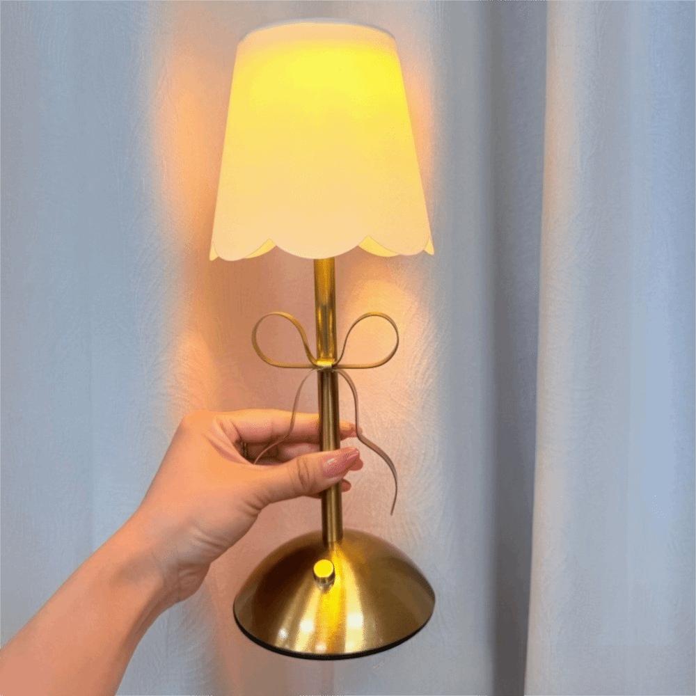 Dimmable LED Desk Lamp Rechargeable Decorative Bedside Light Bowknot Table Lamp  Bedroom Decoration