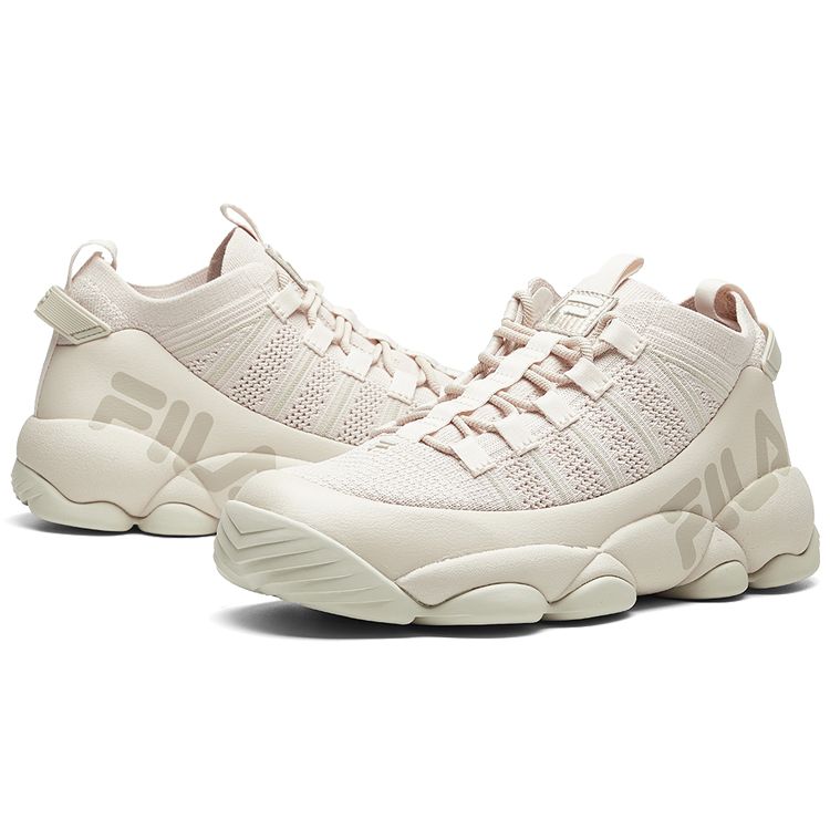 Fila Spaghetti Fabric Comfortable Versatile Mid-Top Retro Basketball Shoes Men Sneakers Off-White F12M014115FWP