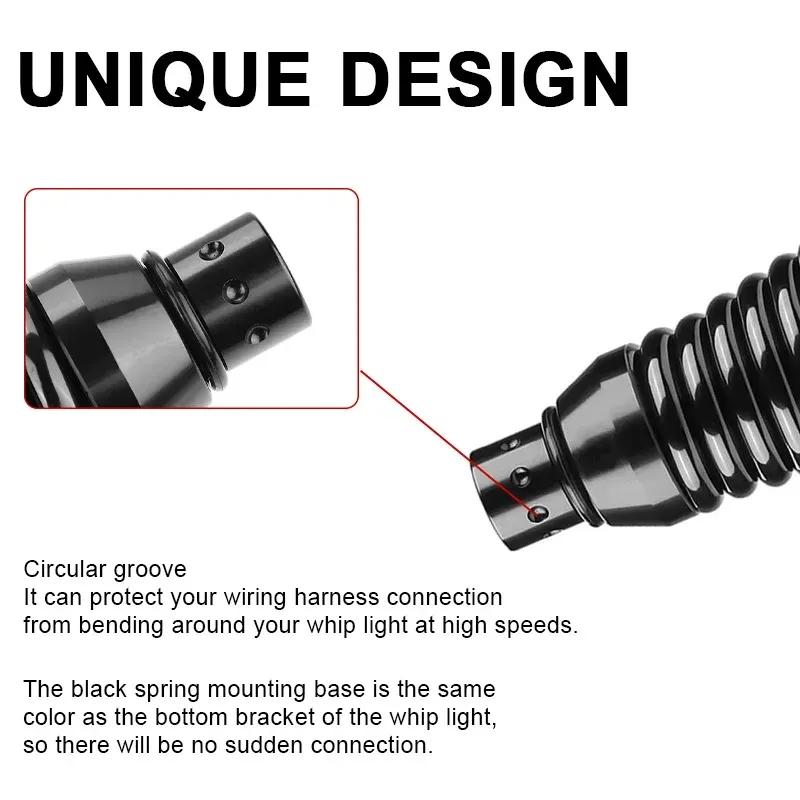 2x CB Radio Antenna LED Spiral Whip Light Spring Base Mount Quick Release Antenna Kit Spiral Mounting Base for ATV UTV RZR