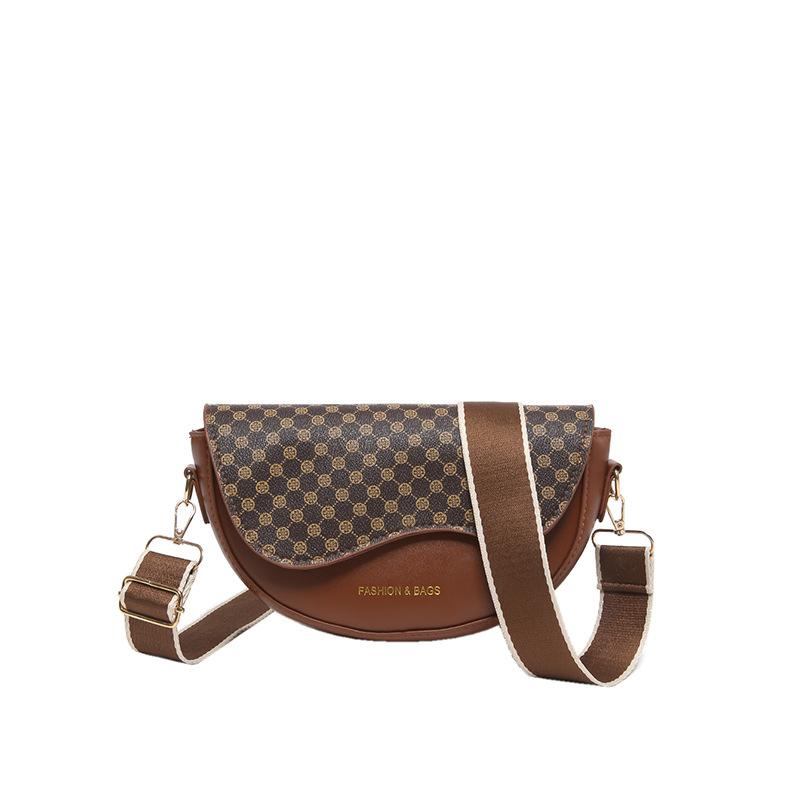 Leopard Print Women'S Bag Fashion Saddle Bag Texture Pu Shoulder Bag Niche Versatile Messenger Bag