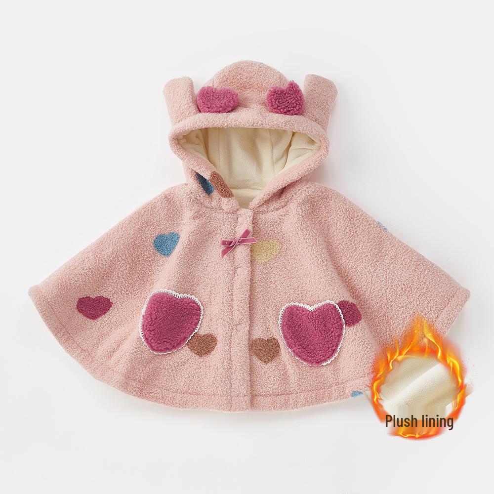 

2025 Осень/Зима Ветрозащитная Флисовая Накидка для Новорожденных - Детская Принцесса Шаль Плащ 3877 Tag 90 розовый