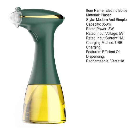 Electric Oil Sprayer 350ml Kitchen Atomized Oil Spray Bottle Rechargeable Oil Dispenser Portable Oil Mist Sprayer for Baking