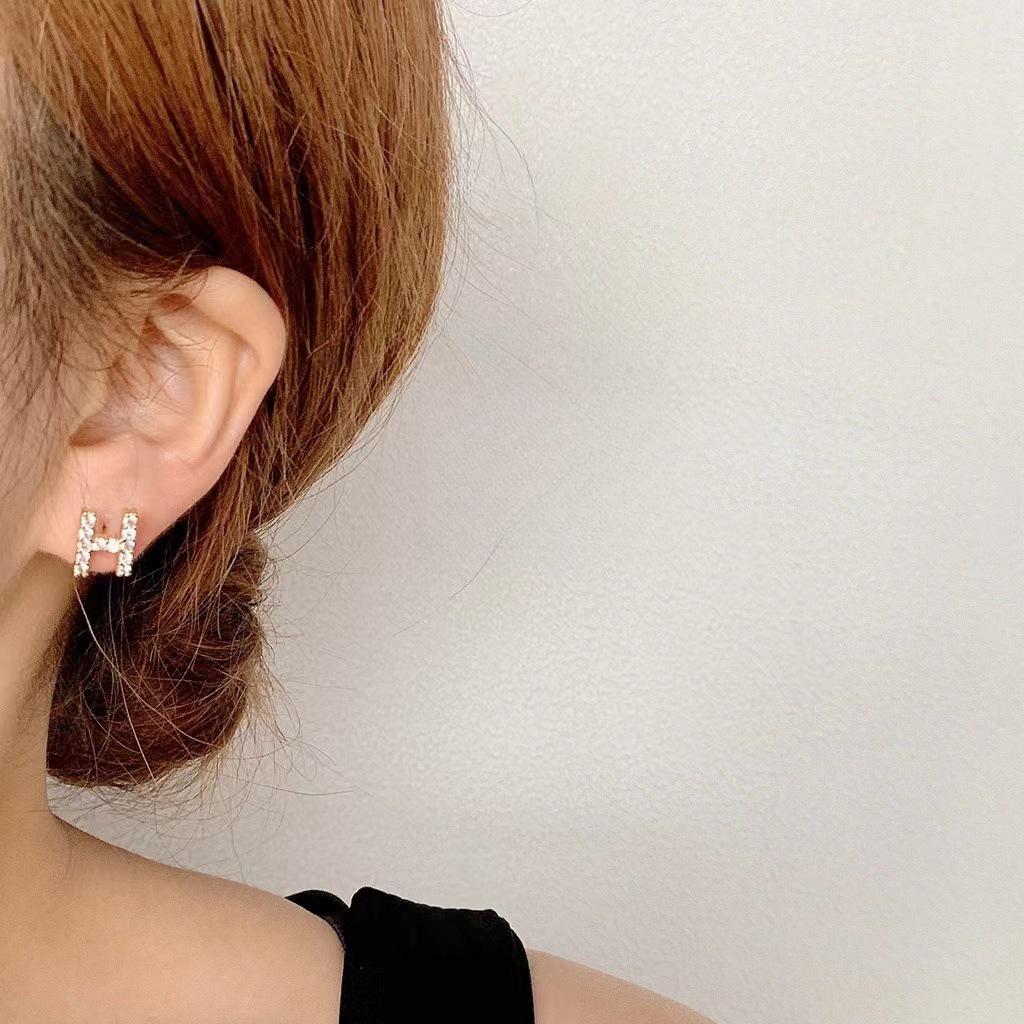 Korean Micro-Diamond Trendy Letter Stud Earrings: Elegant, High-End Accessories for Women's Unique Style.