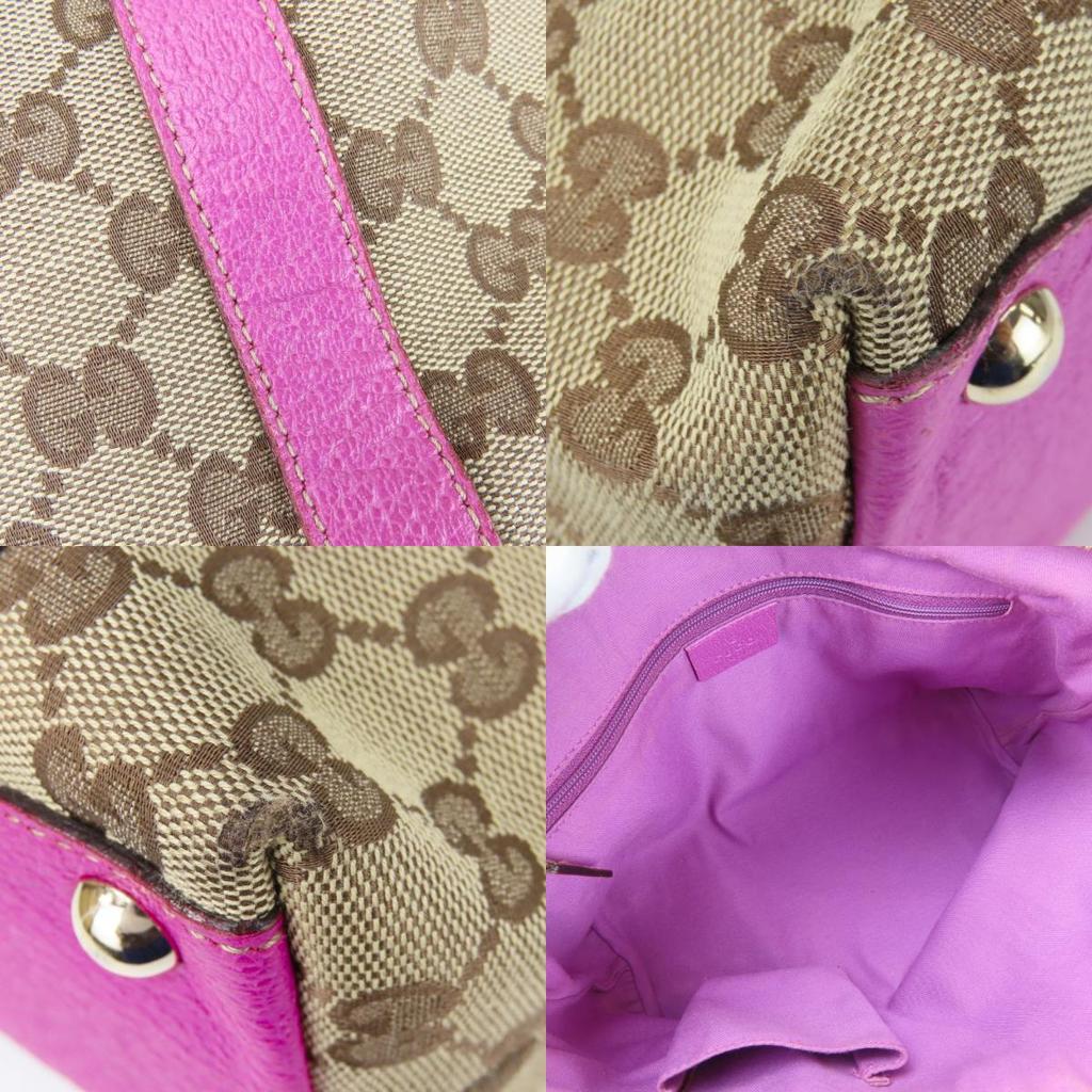 Used GUCCI Handbag 141471 GG canvas/leather Purple beige mini